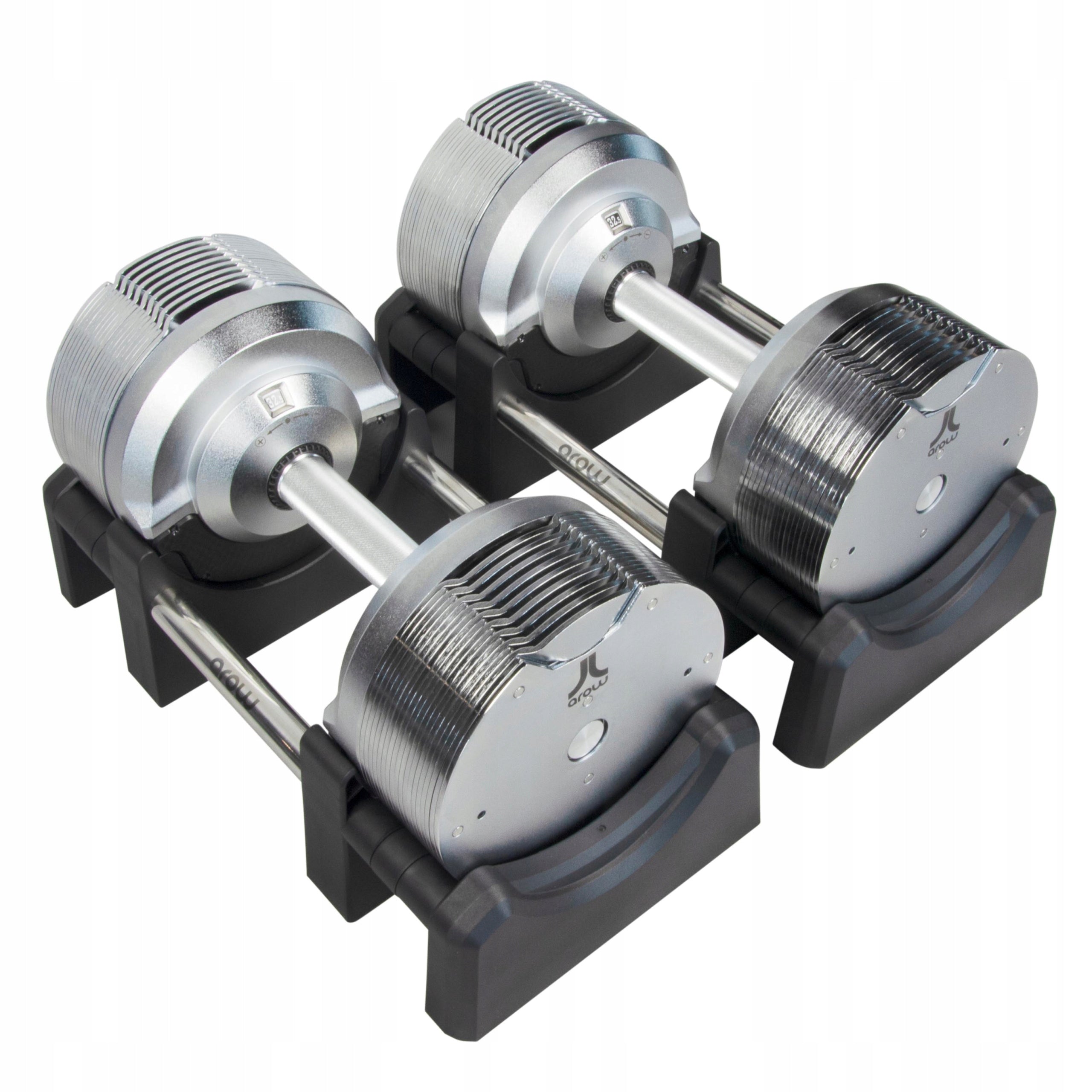 SET OF 2X ADJUSTABLE DUMBBELL 32,5 kg Barbell Silver adjustment every 1,5kg Model 2x HANTLE 32,5KG SREBRNE