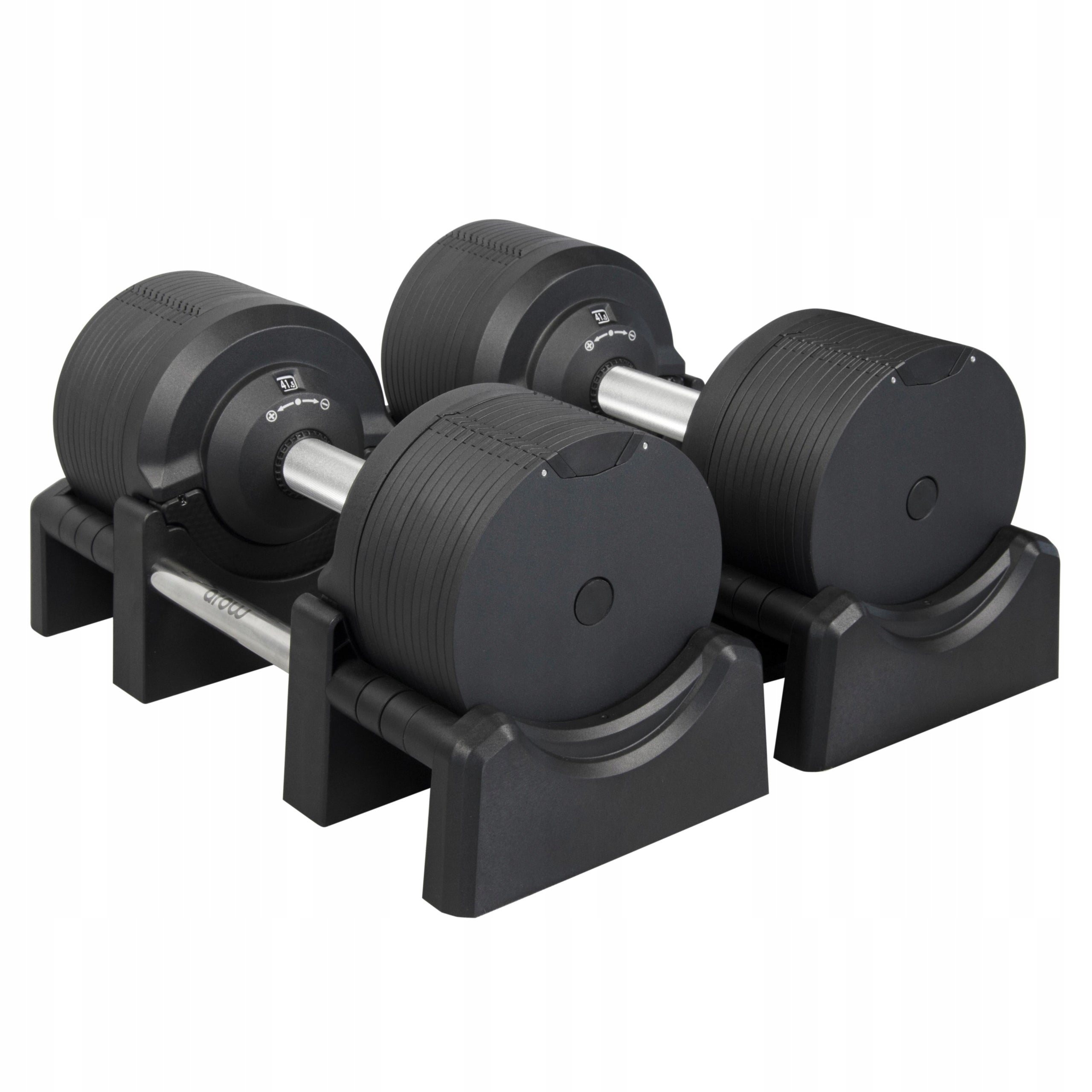 SET OF 2X ADJUSTABLE DUMBBELL 41,5 kg Barbell Bar Black adjustment every 1,5kg Weight adjustment range 4–41.5 kg