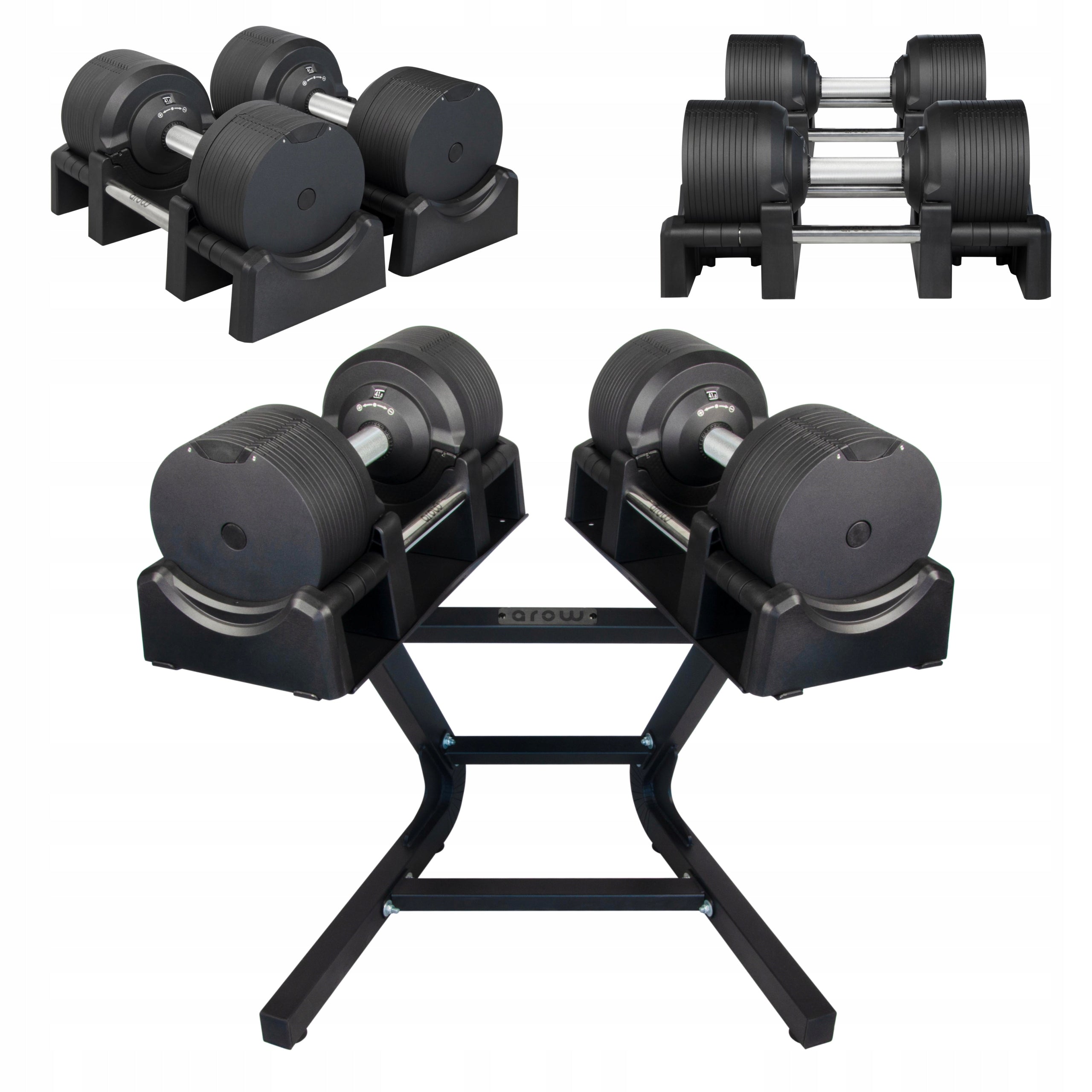 SET OF 2X ADJUSTABLE DUMBBELLS BLACK 41,5KG + STAND BLACK FOR DUMBBELLS 100KG