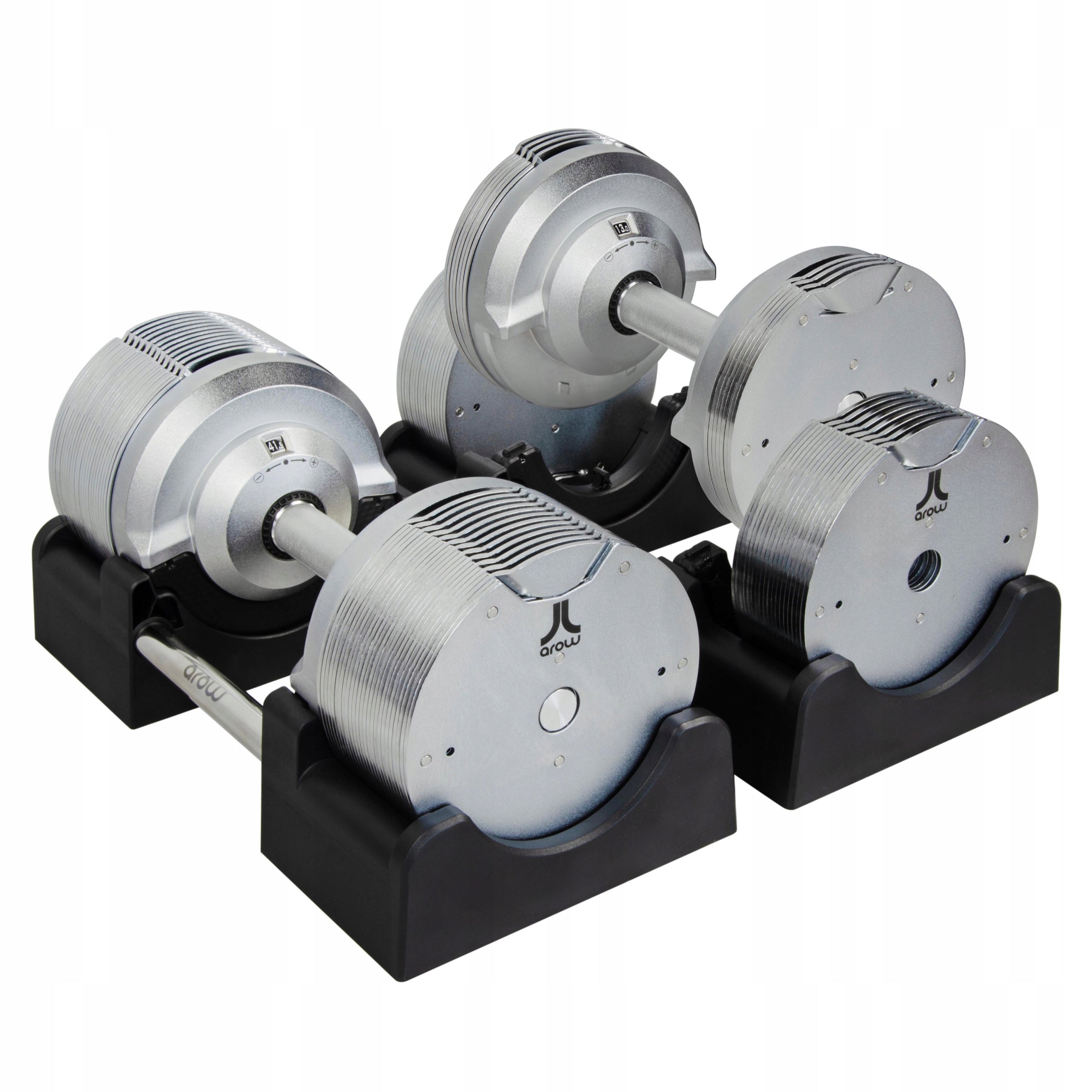SET OF 2X ADJUSTABLE DUMBBELLS SILVER 41,5KG + BLACK DUMBBELL STAND 100KG EAN (GTIN) 5906111111411