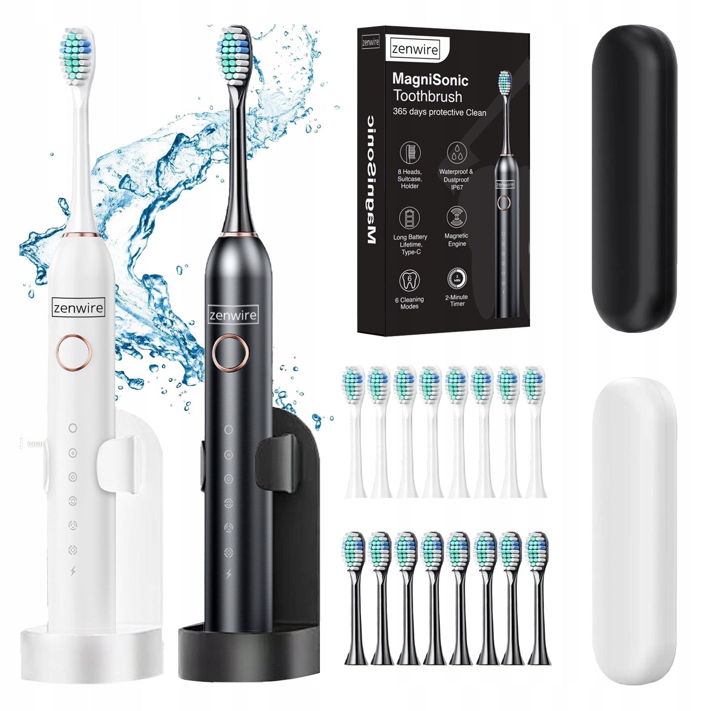 SET OF 2X Electric Magnetic Sonic Toothbrush for Adult Teeth