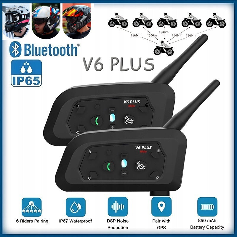 SET OF 2X V6 PLUS Motocykl Intercom dla motocykli z 1500M BT dla 6 pilotów