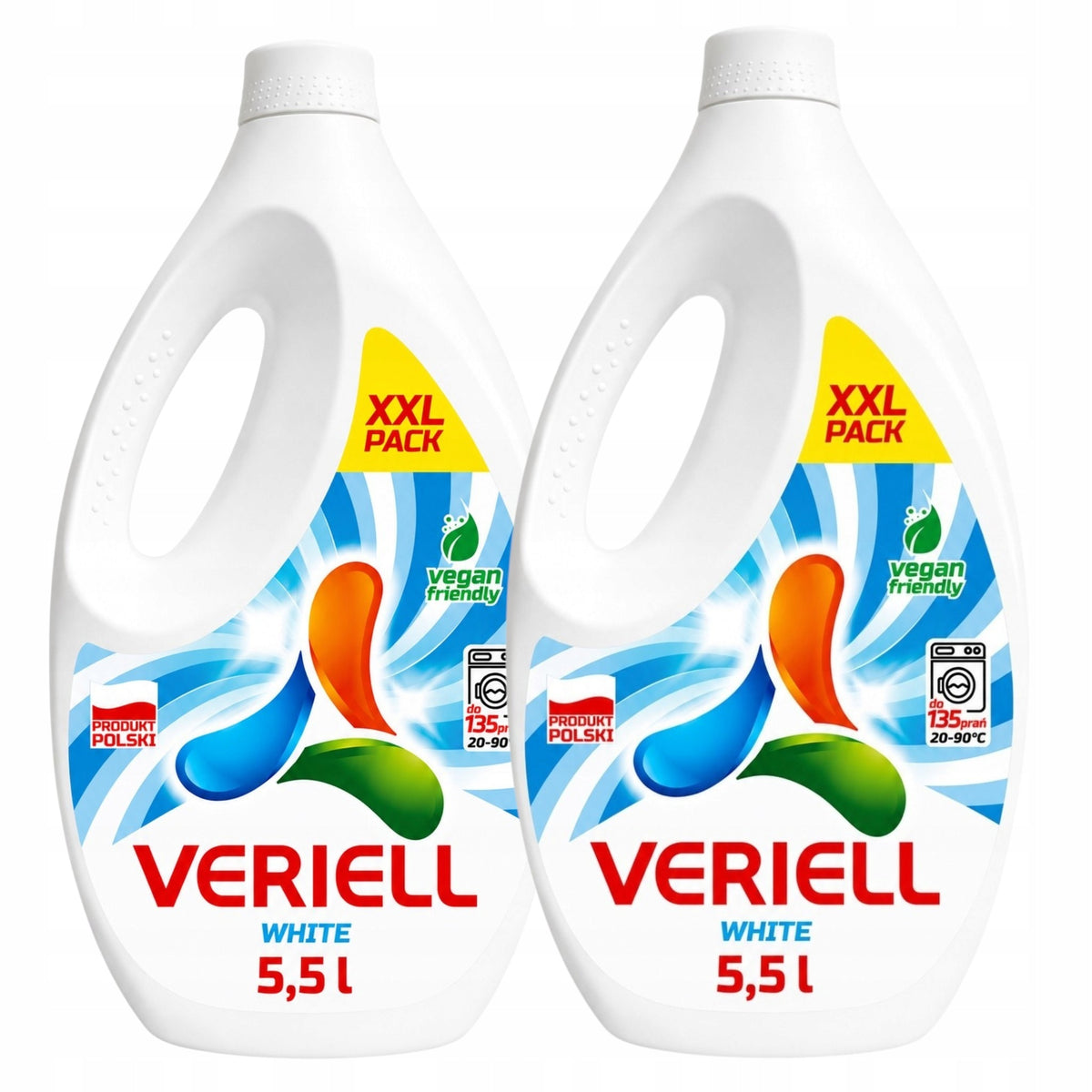 SET OF 2X WASHING GEL FOR WHITE AND LIGHT FABRICS LIQUID VERIELL 5,5 L WHITE