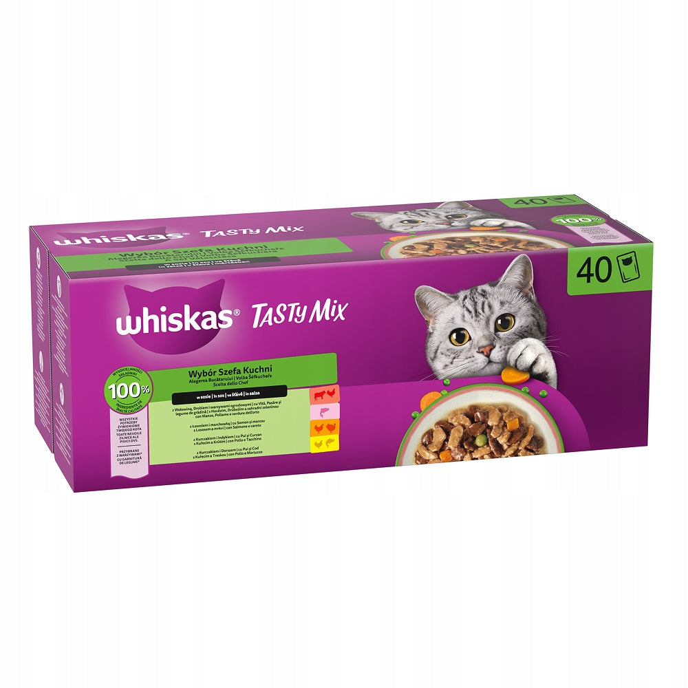 SET OF 2X WET CAT FOOD WHISKAS CHOICE OF CHEF IN SAUCE - 40X85G Manufacturer code 4770608267469