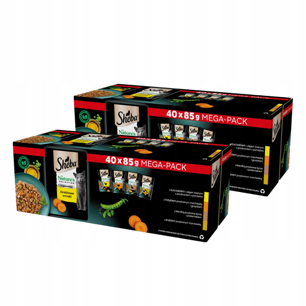 SET OF 2X WET FOOD SHEBA NATURE’S COLLECTION OF POULTRY IN JELLY-40X85G