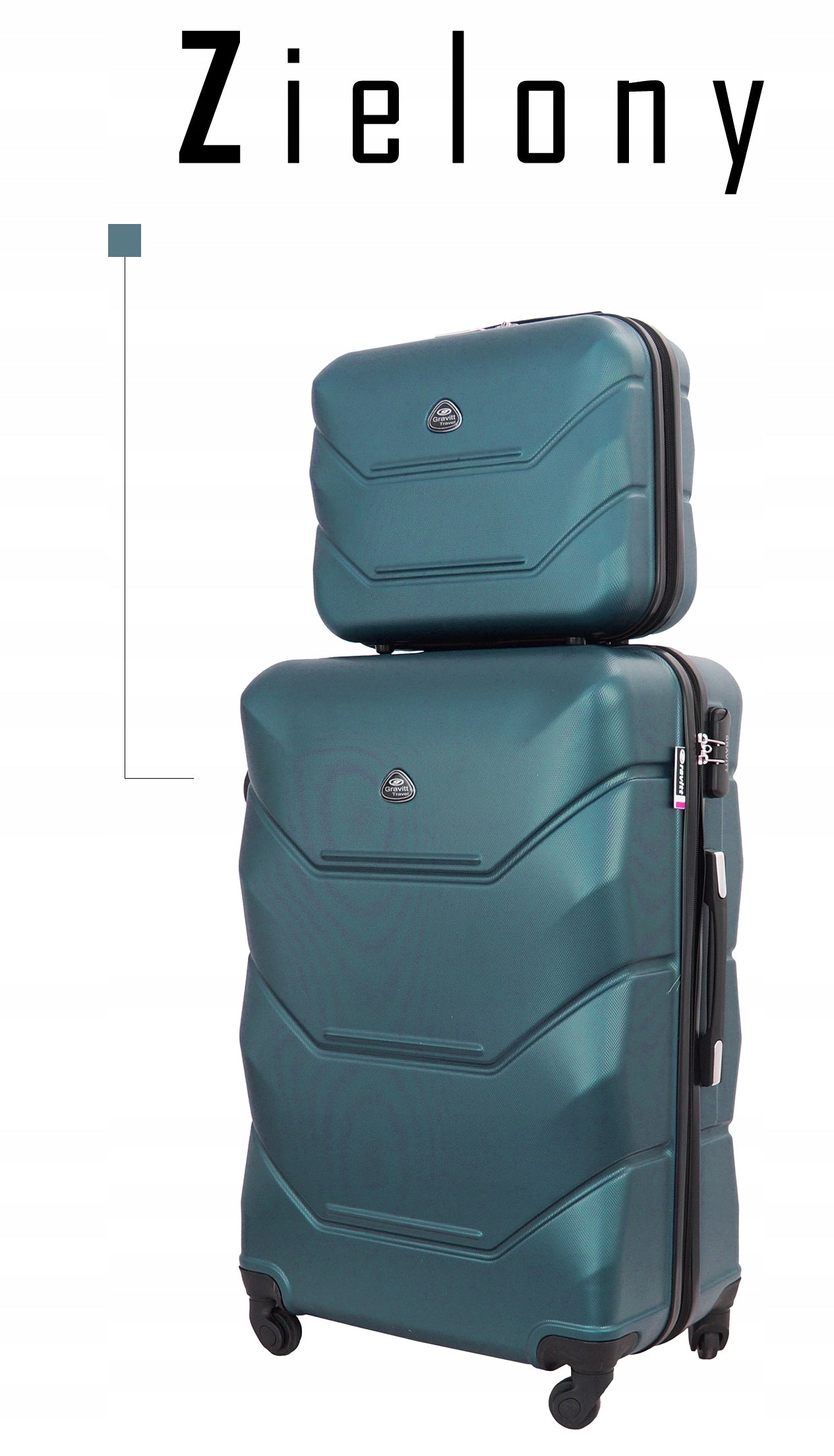 SET OF 2in1 TRAVEL SUITCASE ON WHEELS LARGE XXL CHEST COSMETIC BAG 950 Brand Gravitt