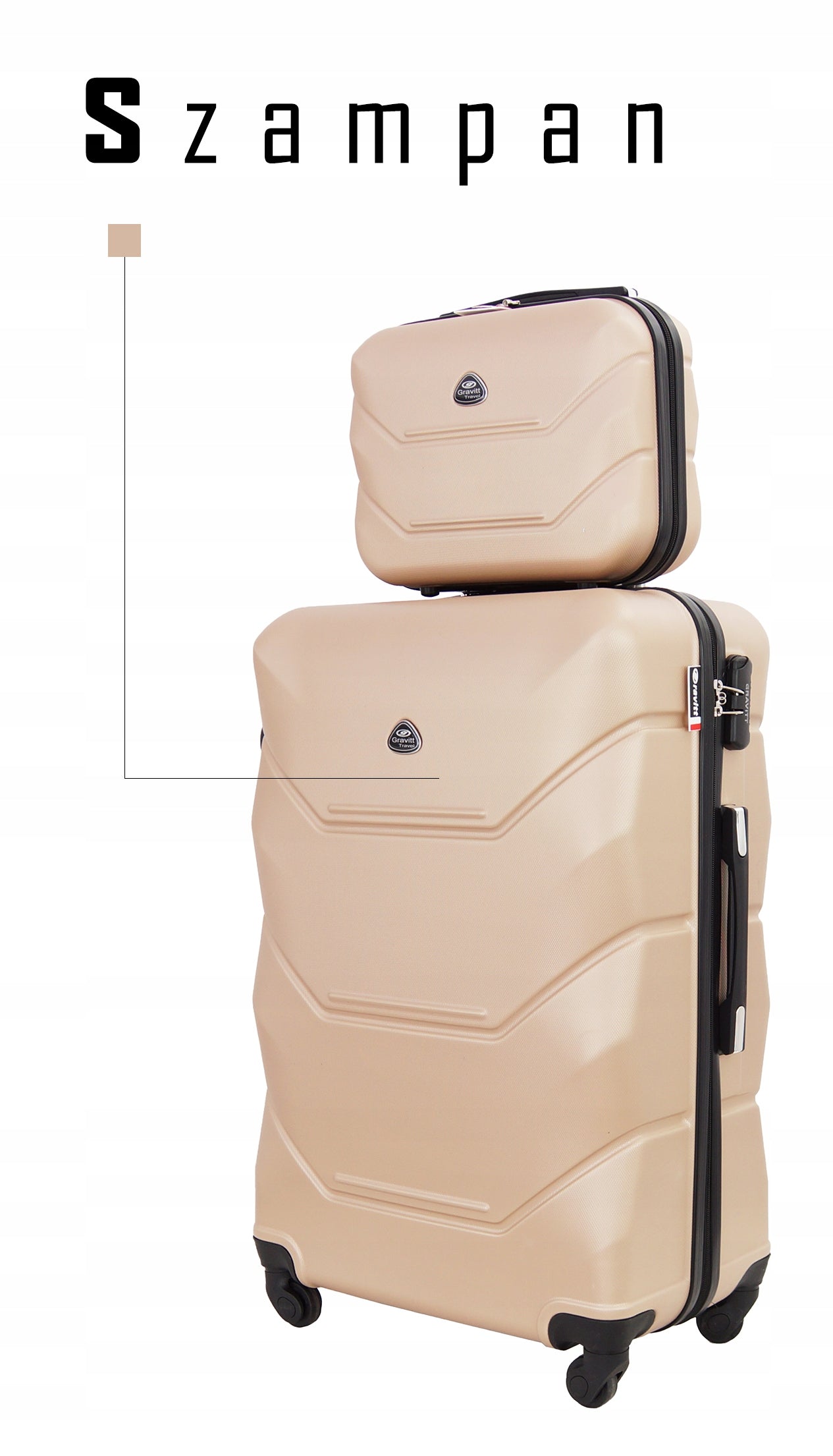 SET OF 2in1 TRAVEL SUITCASE ON WHEELS LARGE XXL CHEST COSMETIC BAG 950 Depth (shorter edge) 27 cm