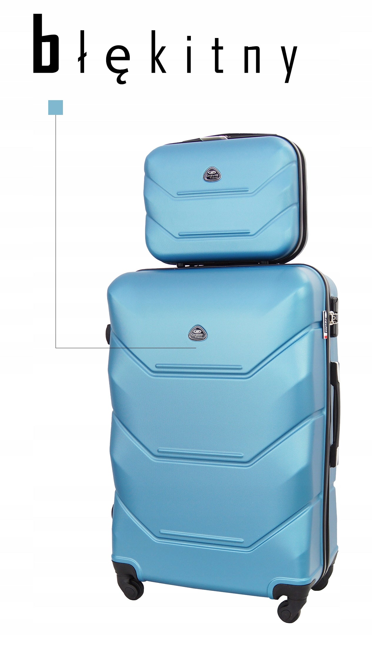 SET OF 2in1 TRAVEL SUITCASE ON WHEELS LARGE XXL CHEST COSMETIC BAG 950 Height 74 cm
