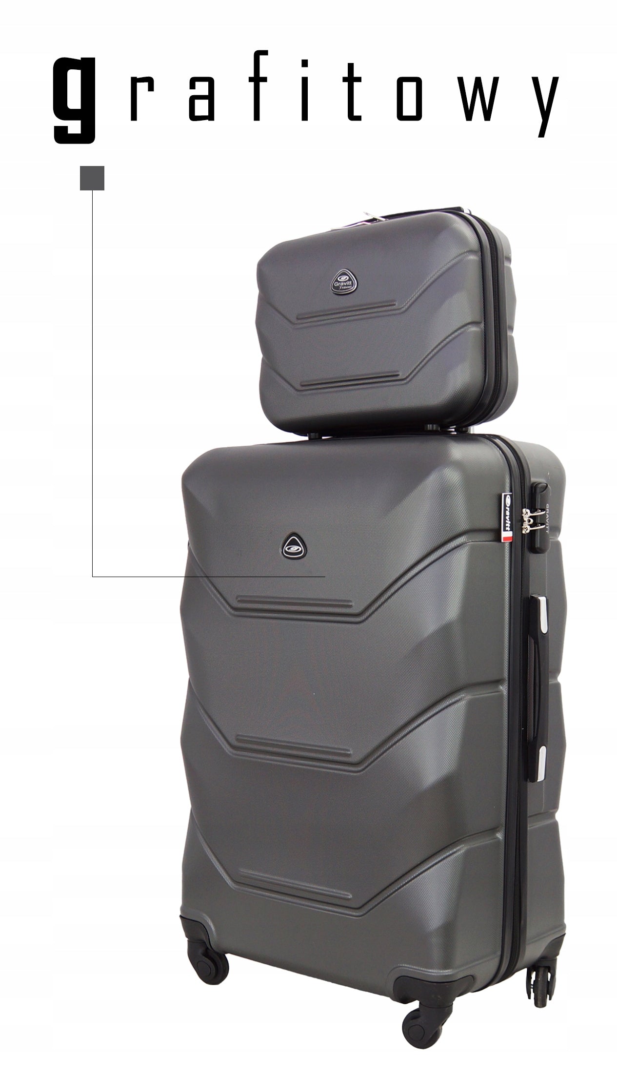 SET OF 2in1 TRAVEL SUITCASE ON WHEELS LARGE XXL CHEST COSMETIC BAG 950 Model 950/DK/MIX