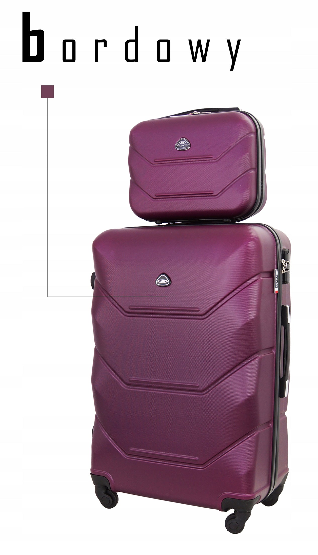 SET OF 2in1 TRAVEL SUITCASE ON WHEELS LARGE XXL CHEST COSMETIC BAG 950 Packaging status original