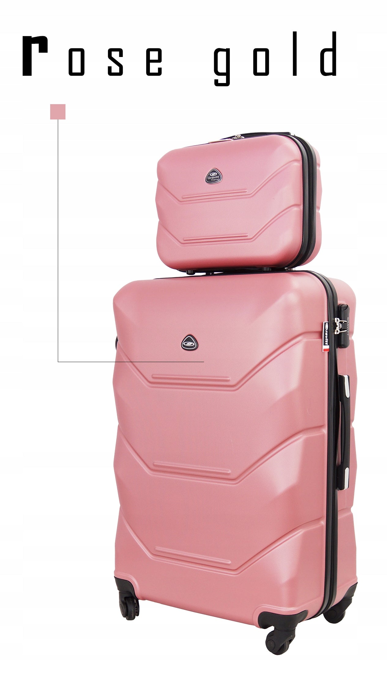 SET OF 2in1 TRAVEL SUITCASE ON WHEELS LARGE XXL CHEST COSMETIC BAG 950 Width (longer edge) 49 cm