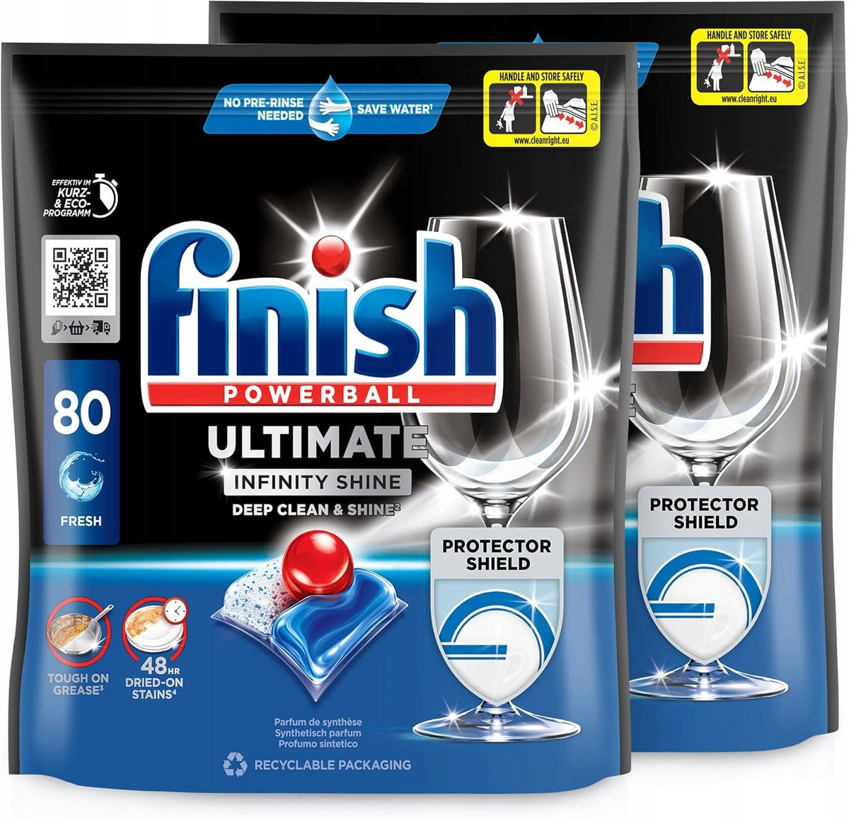 SET OF 2x Finish Powerball Ultimate Infinity Shine Dishwasher Capsules