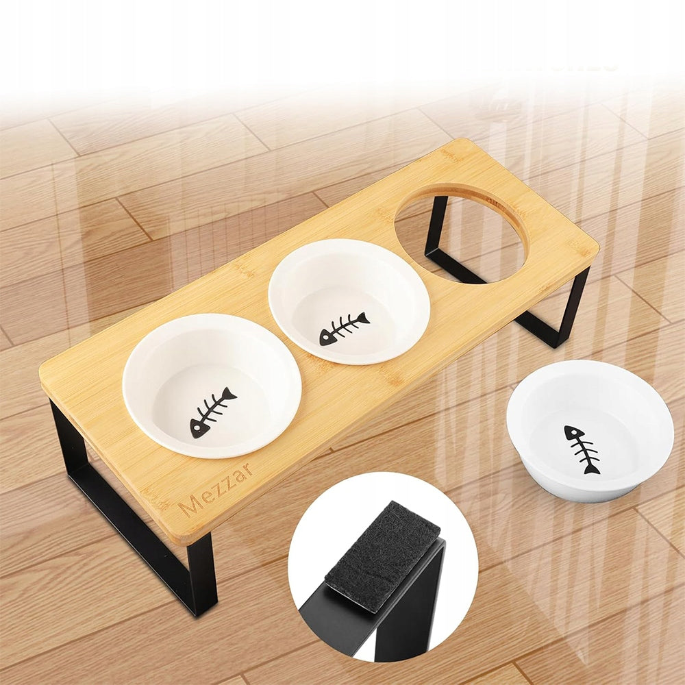 SET OF 3 CERAMIC CAT BOWLS ERGONOMIC ON THE BASE Kind single bowl