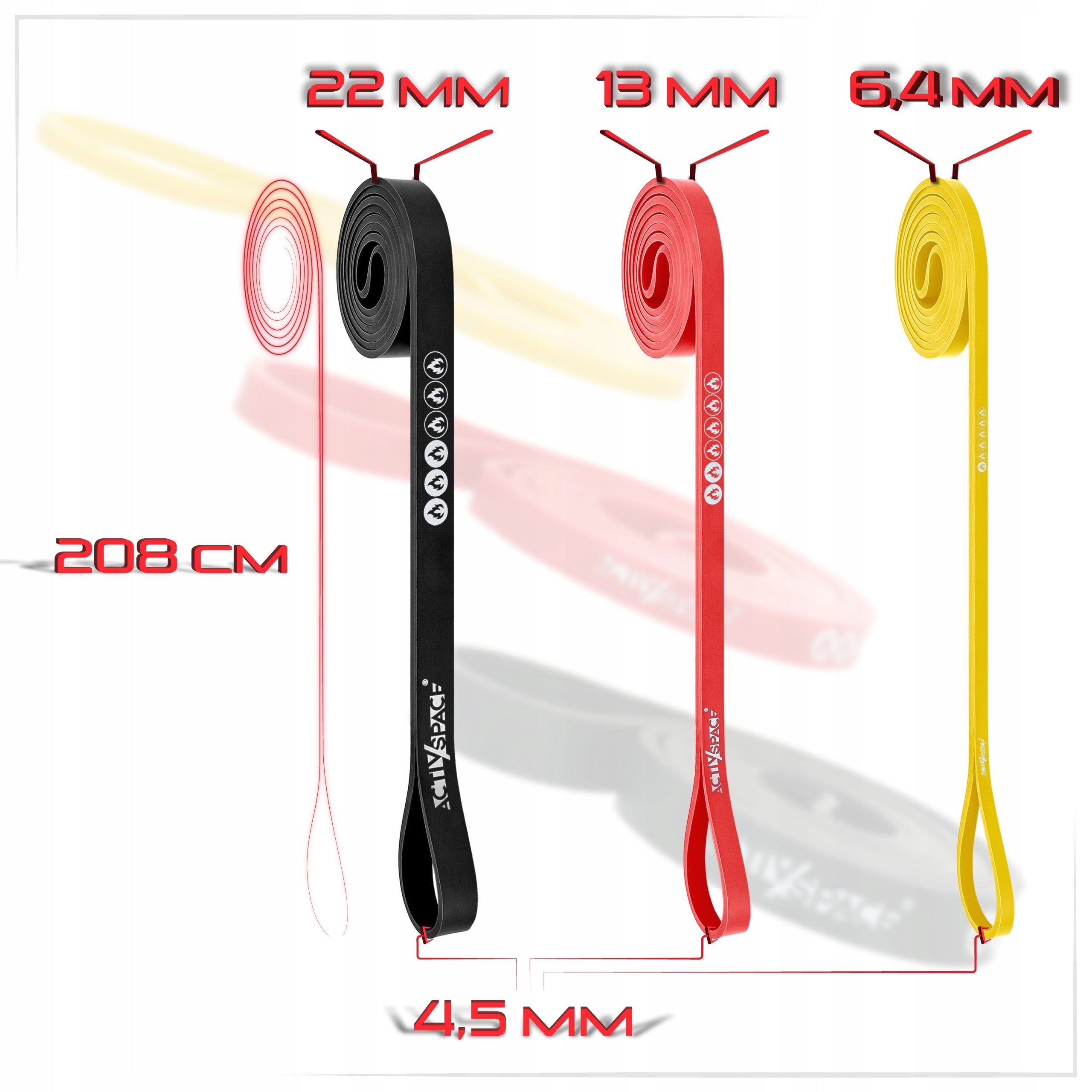 SET OF 3 EXERCISE GUMS POWERBAND fitness resistance rubberS HIGH QUALITY ACTIV Color multicolor