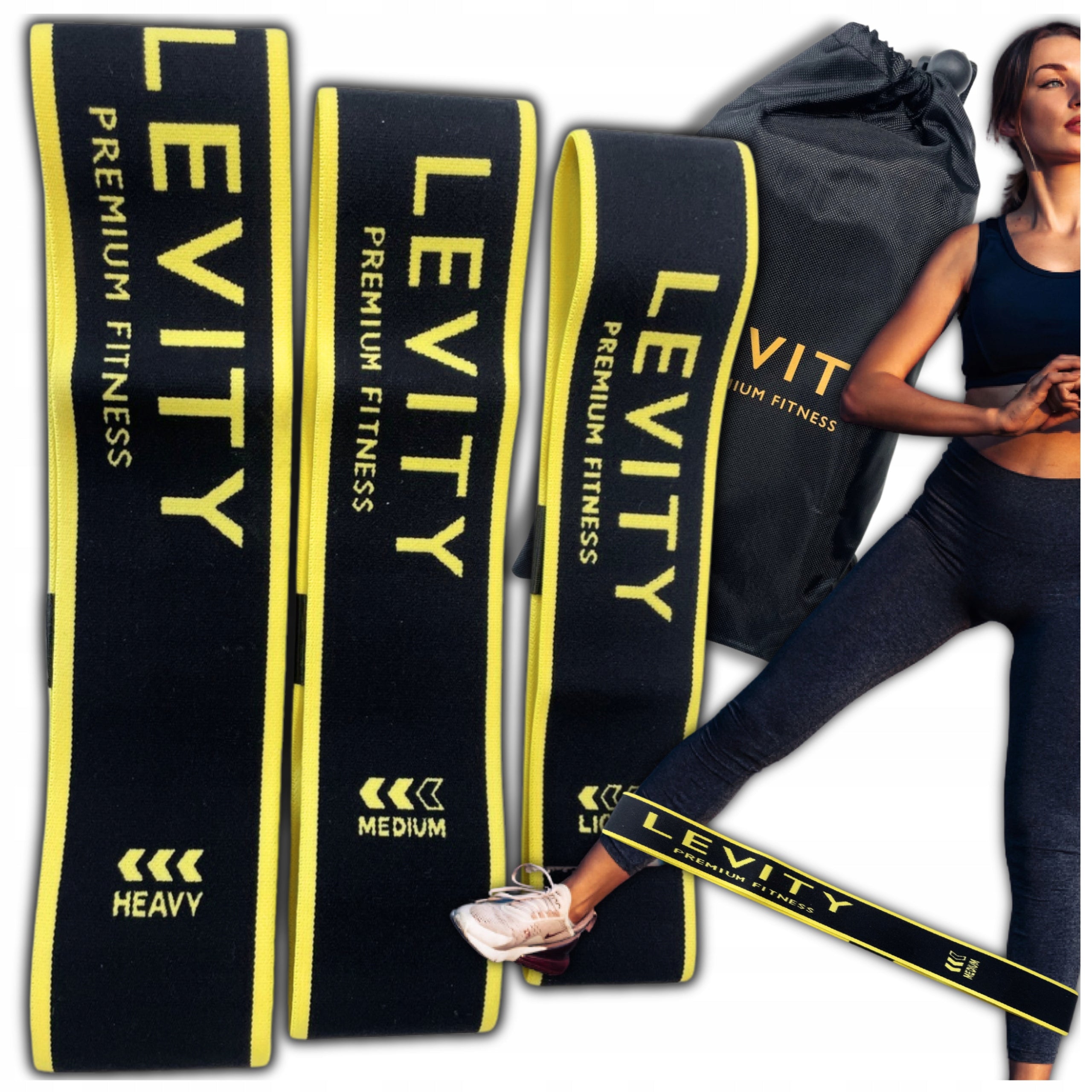 SET OF 3 EXERCISE RUBBERS LEVITY BAND RUBBER MATERIAL STRONG FITNESS BANDS
