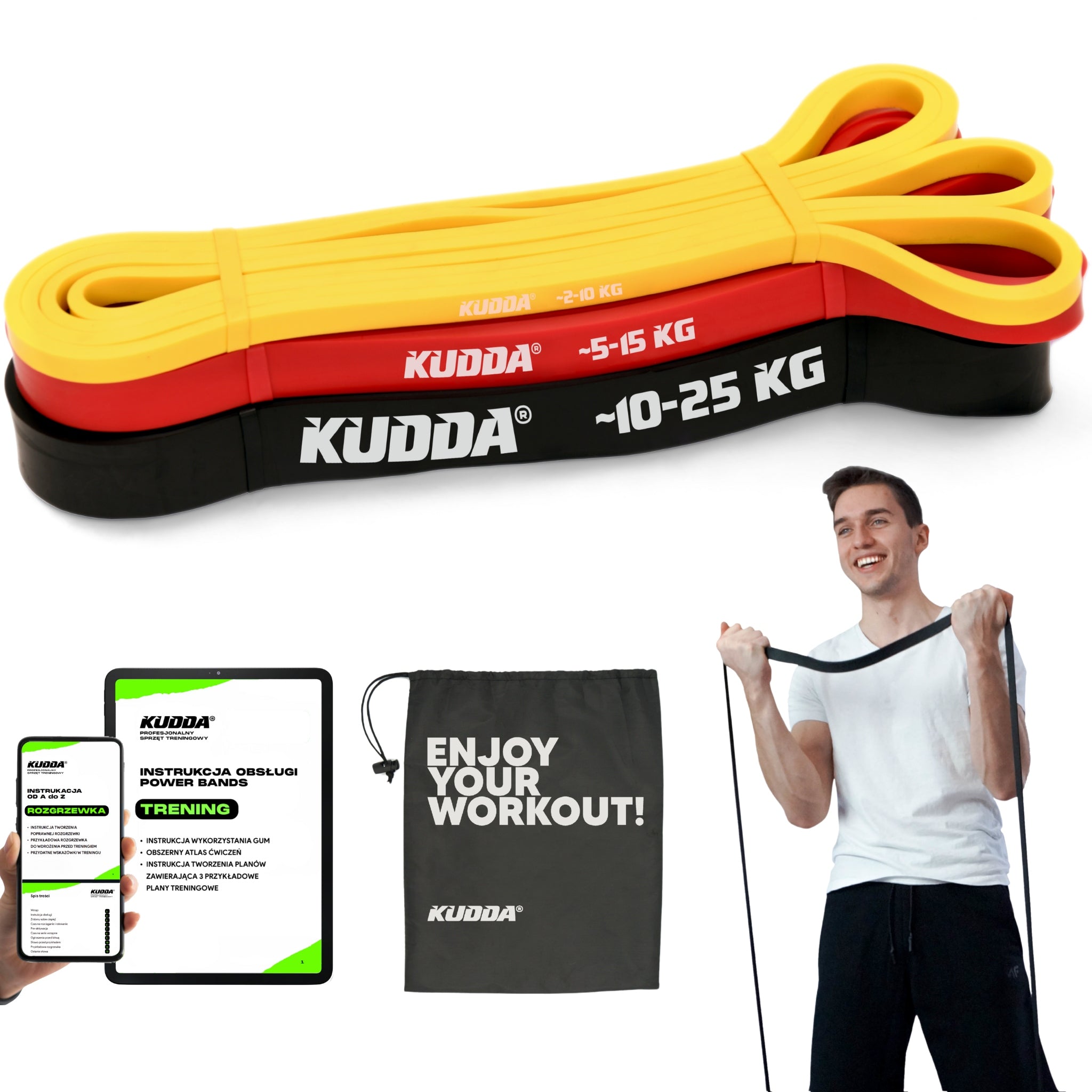 SET OF 3 EXERCISE RUBBERS POWERBAND fitness resistance rubberS HIGH QUALITY KUDDA