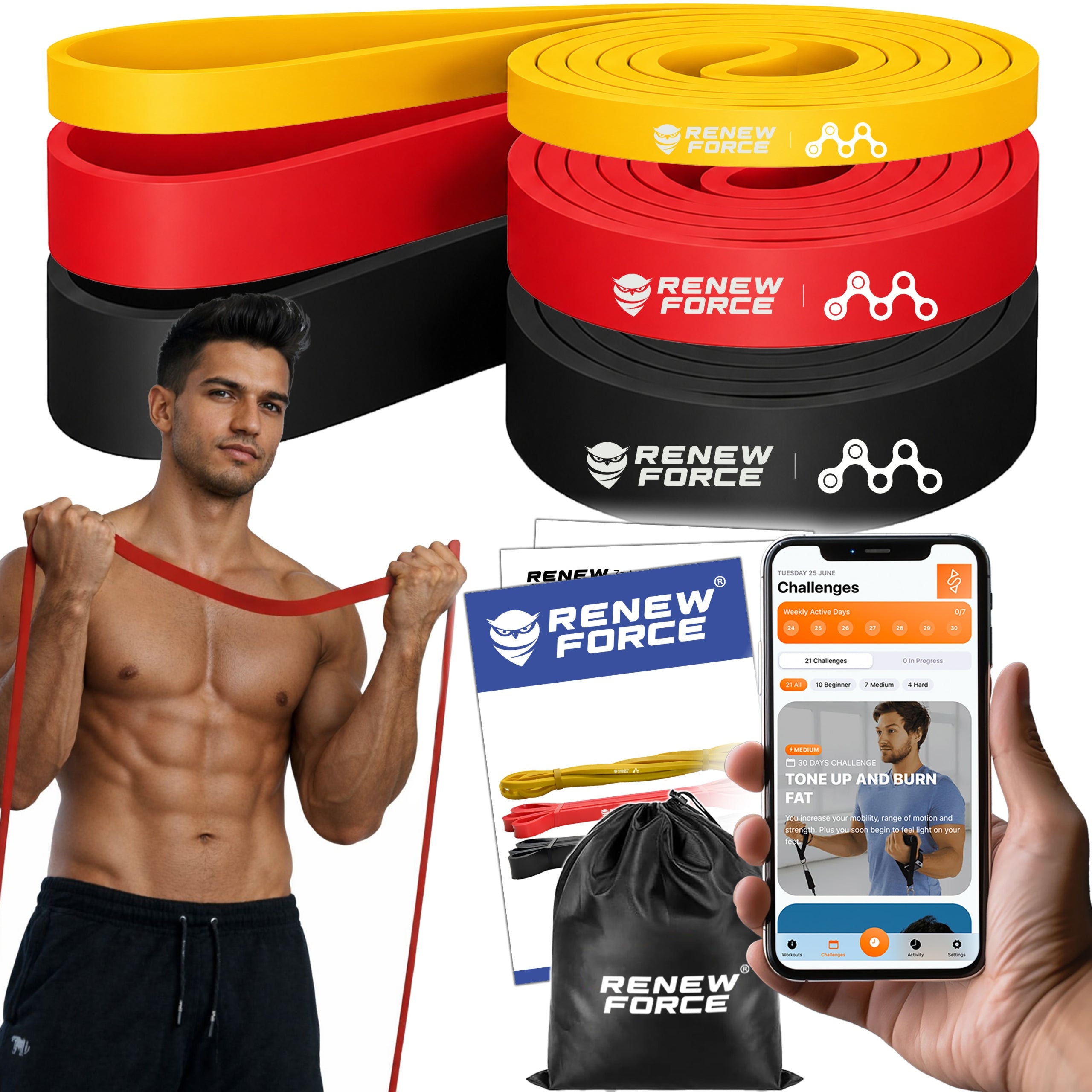 SET OF 3 EXERCISE RUBBERS POWERBAND fitness resistance rubberS HIGH QUALITY