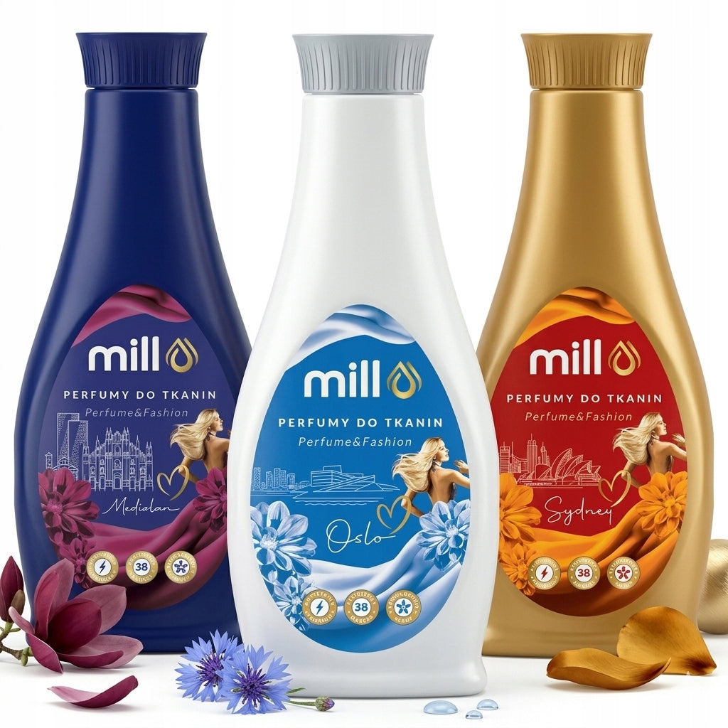 SET OF 3 FABRIC PERFUMES SOFTENER PERMANENT FRAGRANCE MILL 750ml