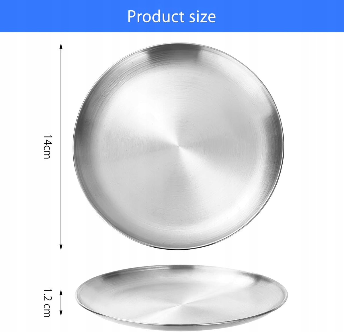 SET OF 3 FLAT STAINLESS STEEL CAT BOWLS 14 CM Brand Emaj