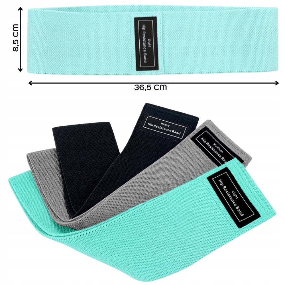 SET OF 3 HIP BAND EXERCISE RUBBERS MATERIAL RESISTANCE FITNESS BANDS THIGHS Length 78 cm