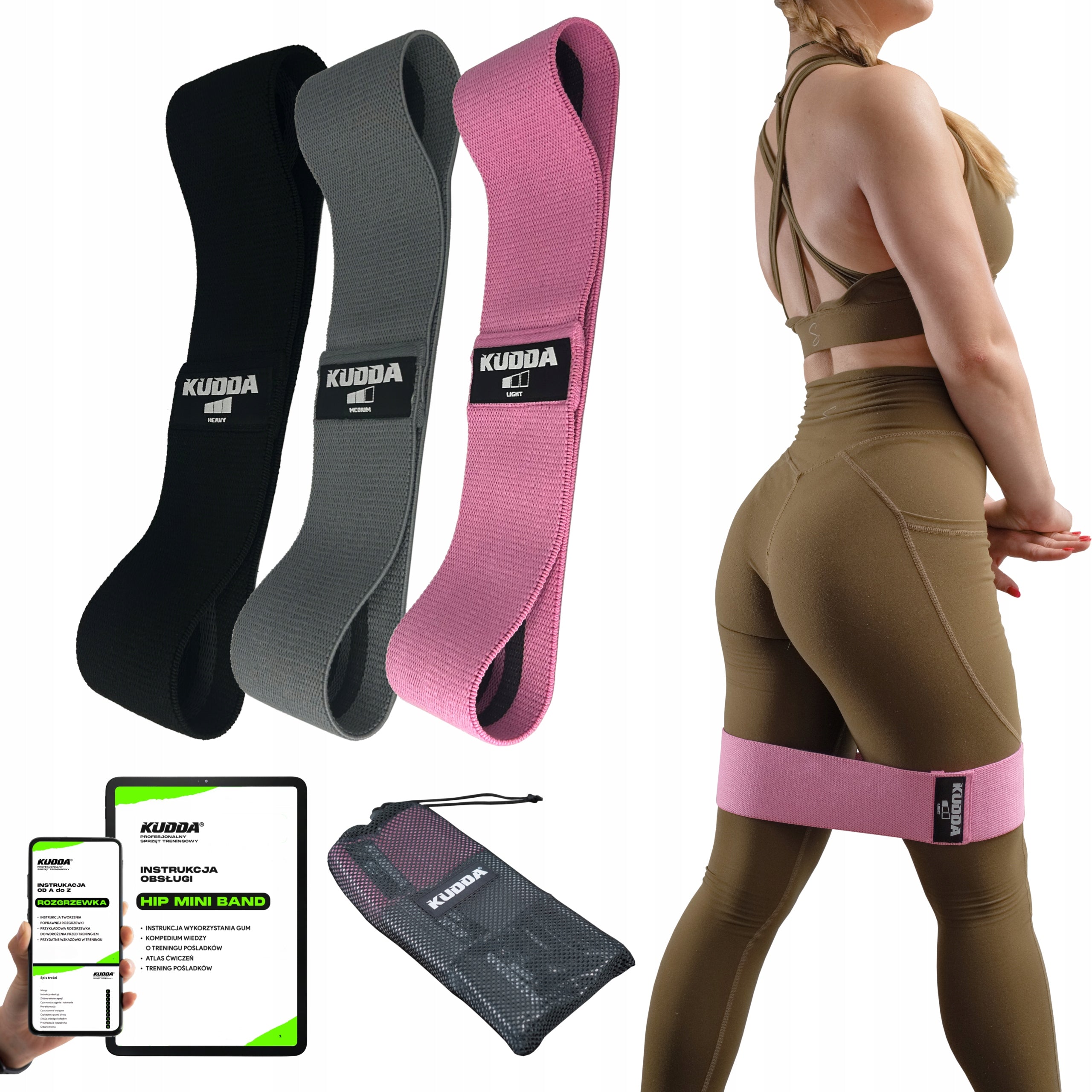 SET OF 3 HIP MINI BAND EXERCISE RUBBERS, MATERIAL RUBBERS STRONG FITNESS BANDS