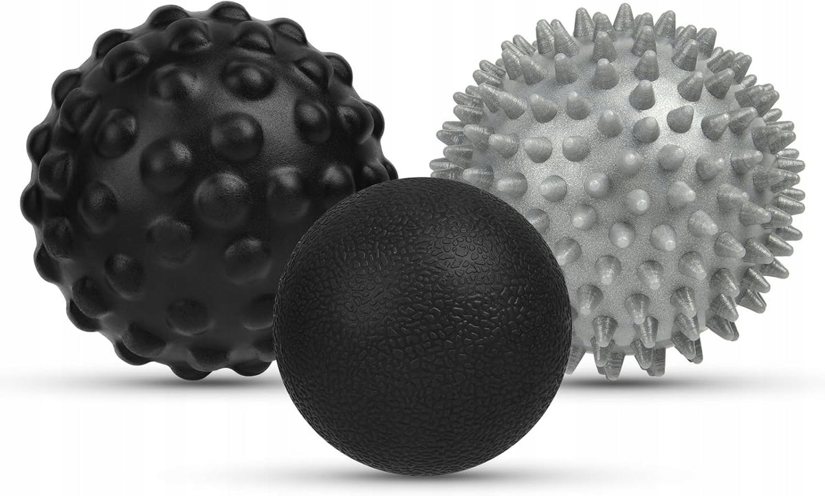 SET OF 3 MASSAGE BALLS SPIKES FASCIA ROLLER PAIN THERAPY