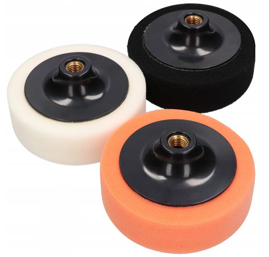 SET OF 3 POLISHING SPONGES FOR POLISHER 125mm M14 SOFT MEDIUM HARD PAD Manufacturer code Pady polerskie 125mm M14 3 sztuki INfloo