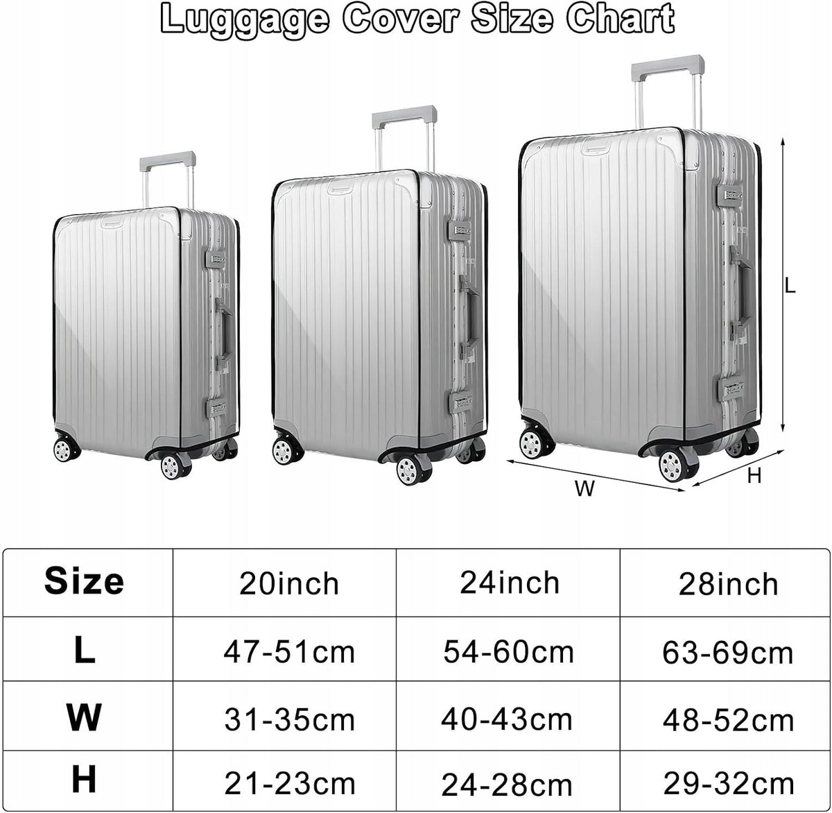 SET OF 3 PROTECTIVE CASES FOR SUITCASE 20 24 28 INCHES TRANSPARENT PCW Color transparent