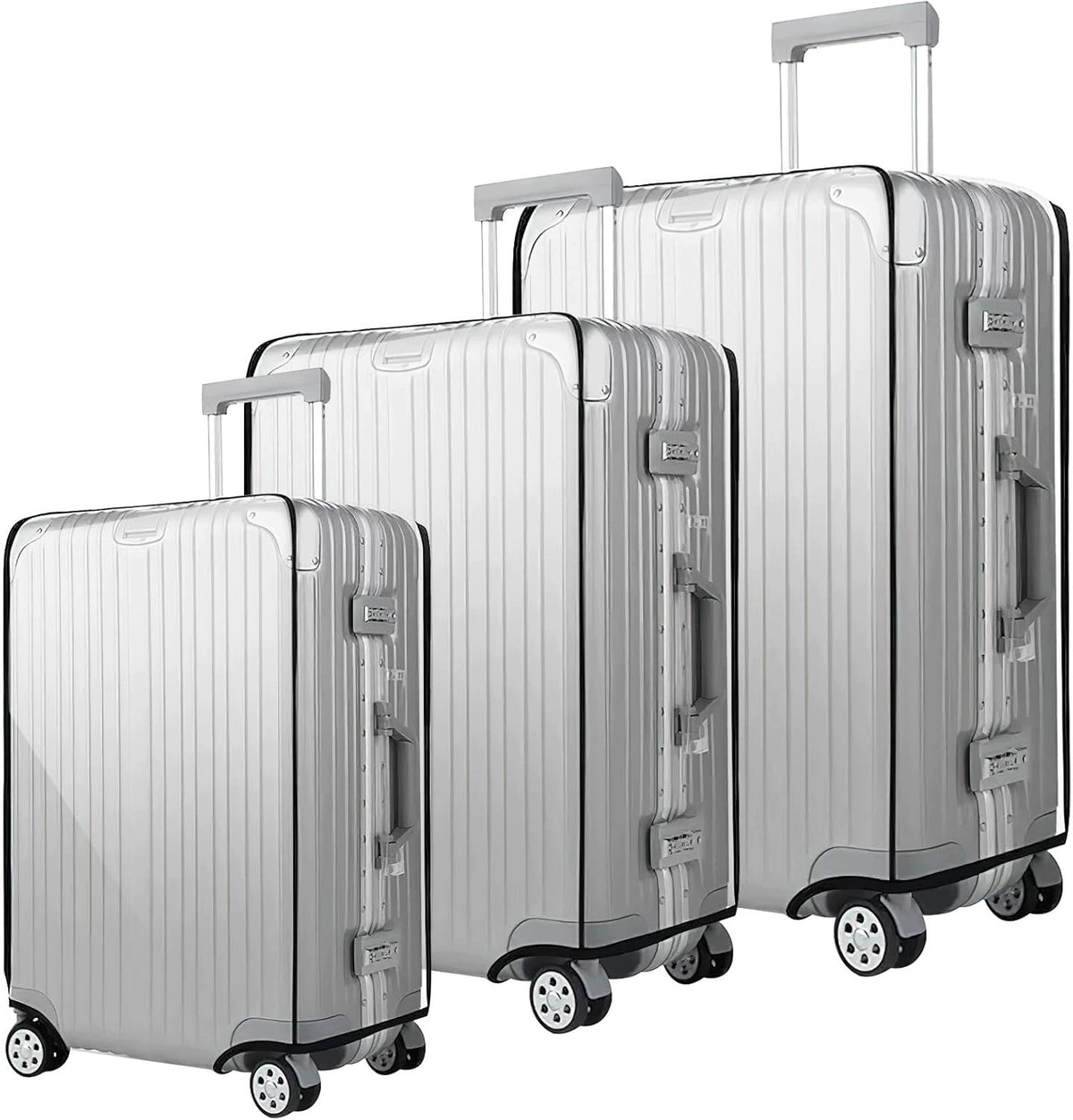 SET OF 3 PROTECTIVE CASES FOR SUITCASE 20 24 28 INCHES TRANSPARENT PCW