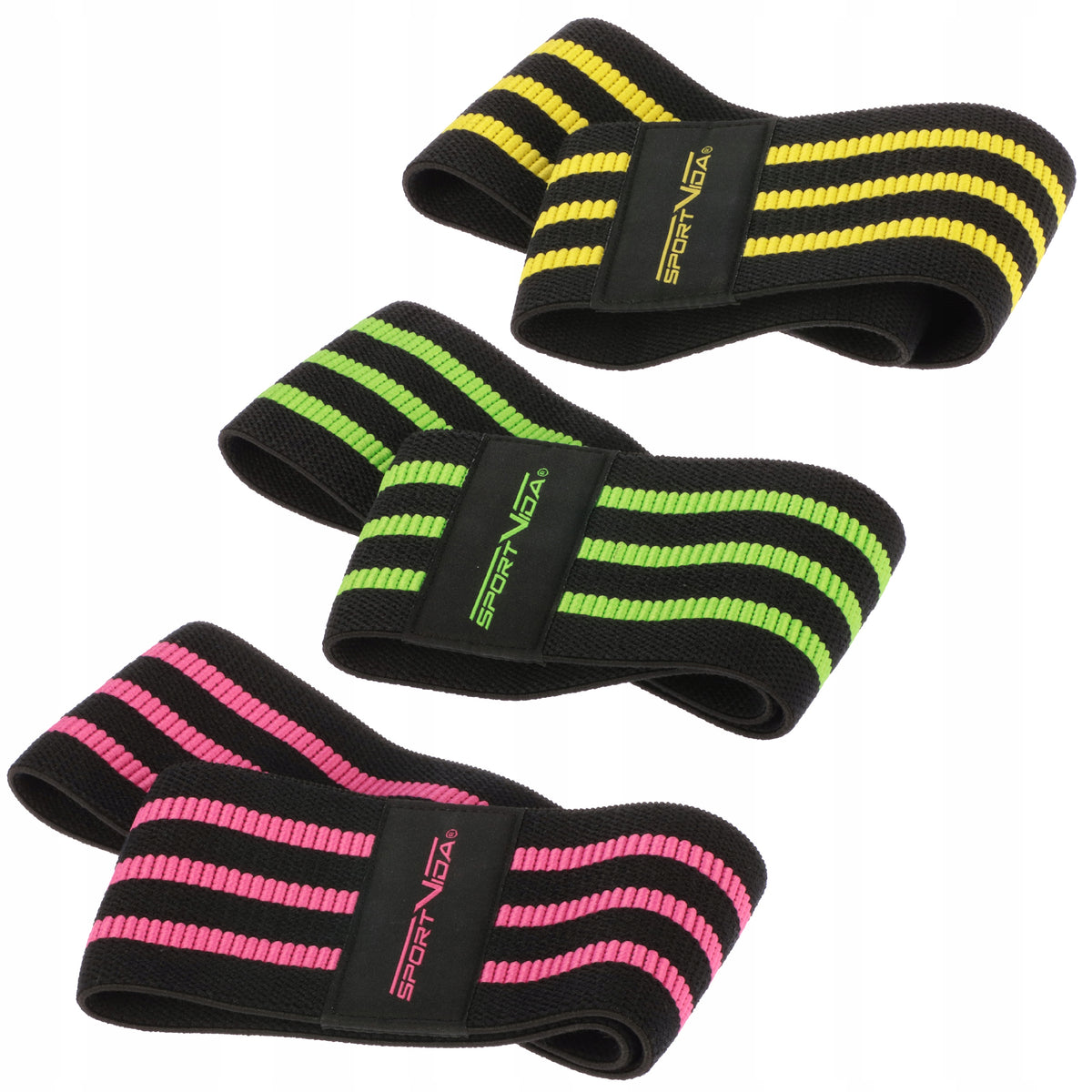 SET OF 3 RESISTANCE EXERCISE RUBBER BANDS POWERBAND Color black