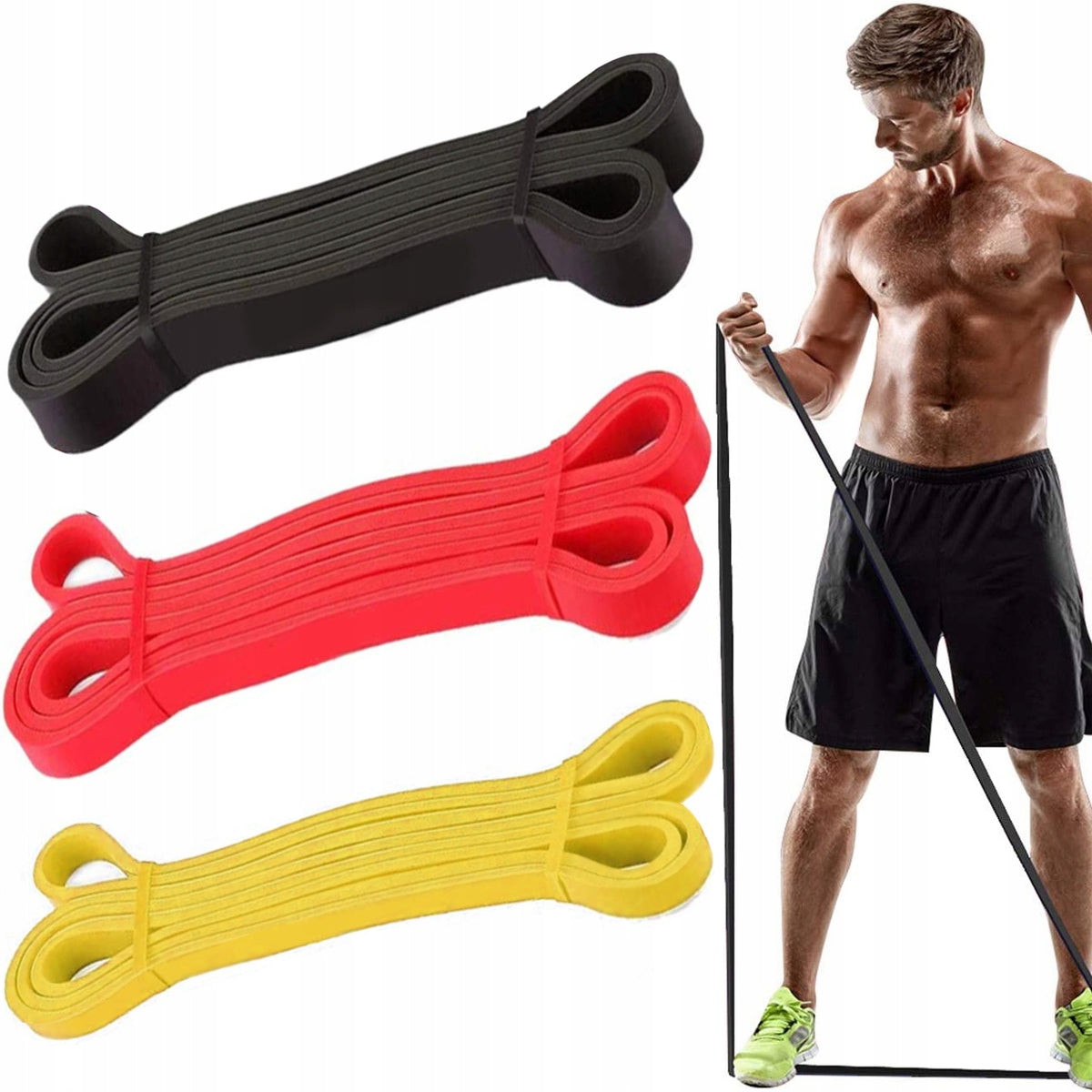 SET OF 3 RESISTANCE POWERBAND RUBBER EXERCISE RUBBERS