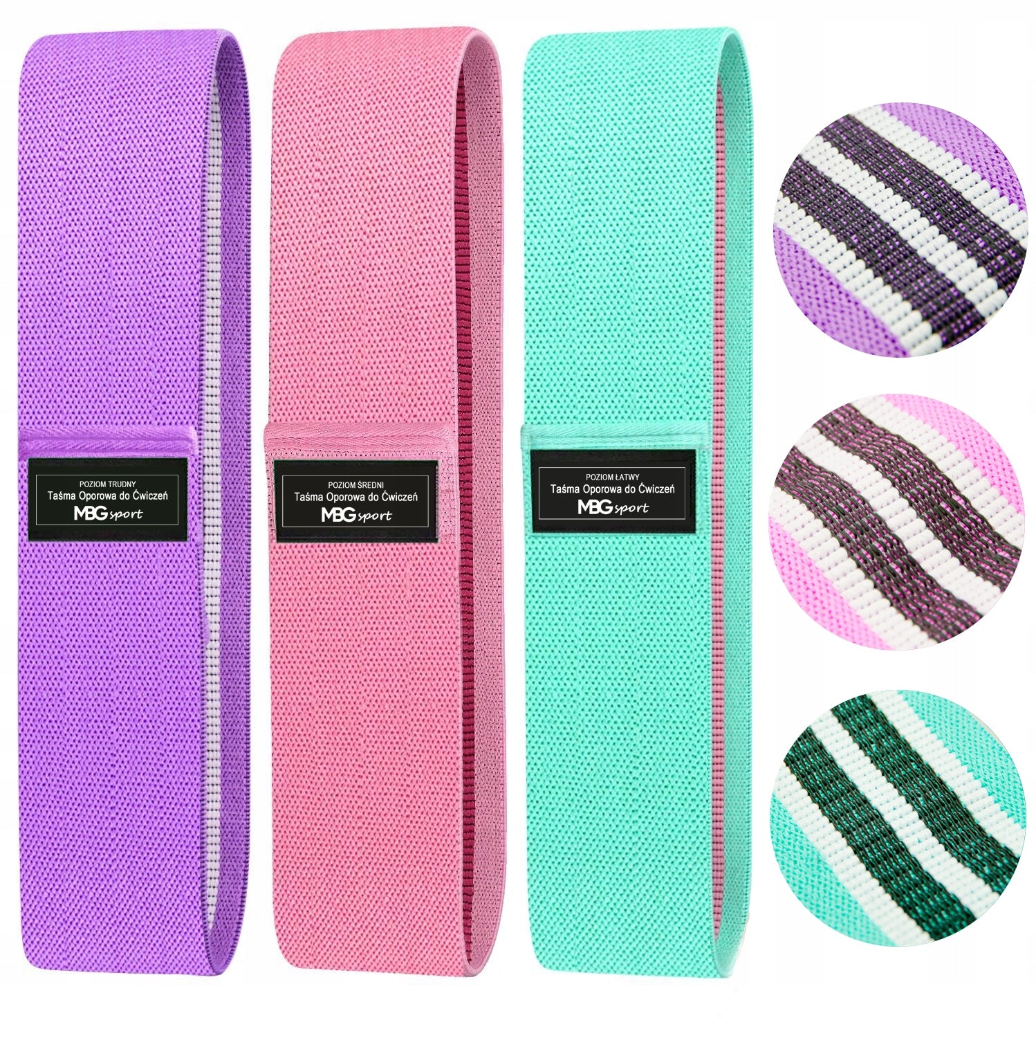 SET OF 3 RESISTANCE RUBBER BANDS MATERIAL FOR EXERCISE