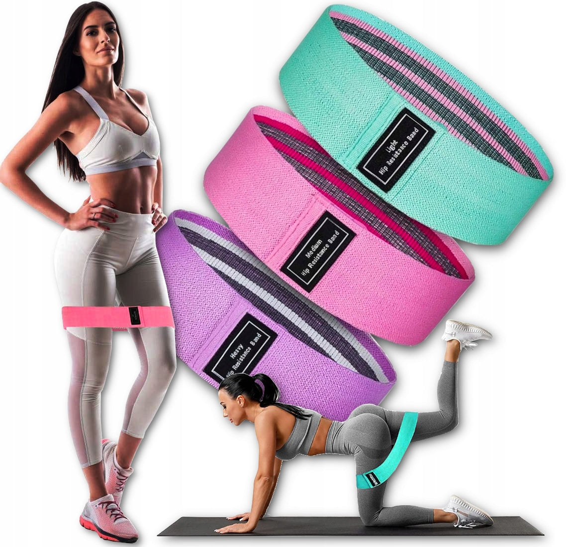 SET OF 3 RESISTANCE RUBBER MATERIAL EXERCISE TAPES