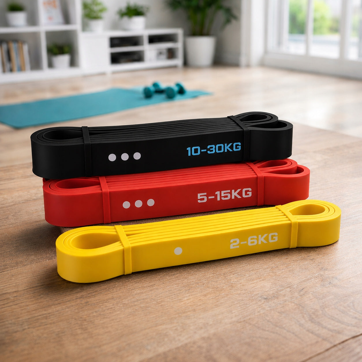 SET OF 3 RUBBER BANDS RESISTANCE BANDS FITNESS TAPE RUBBER STRONG Brand no brand