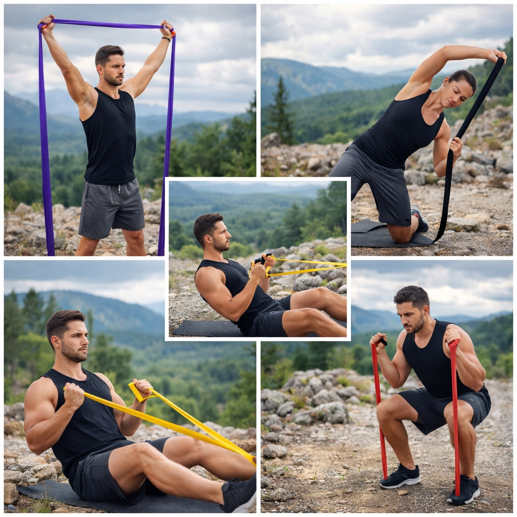SET OF 3 RUBBER BANDS RESISTANCE BANDS FITNESS TAPE RUBBER STRONG Color multicolor