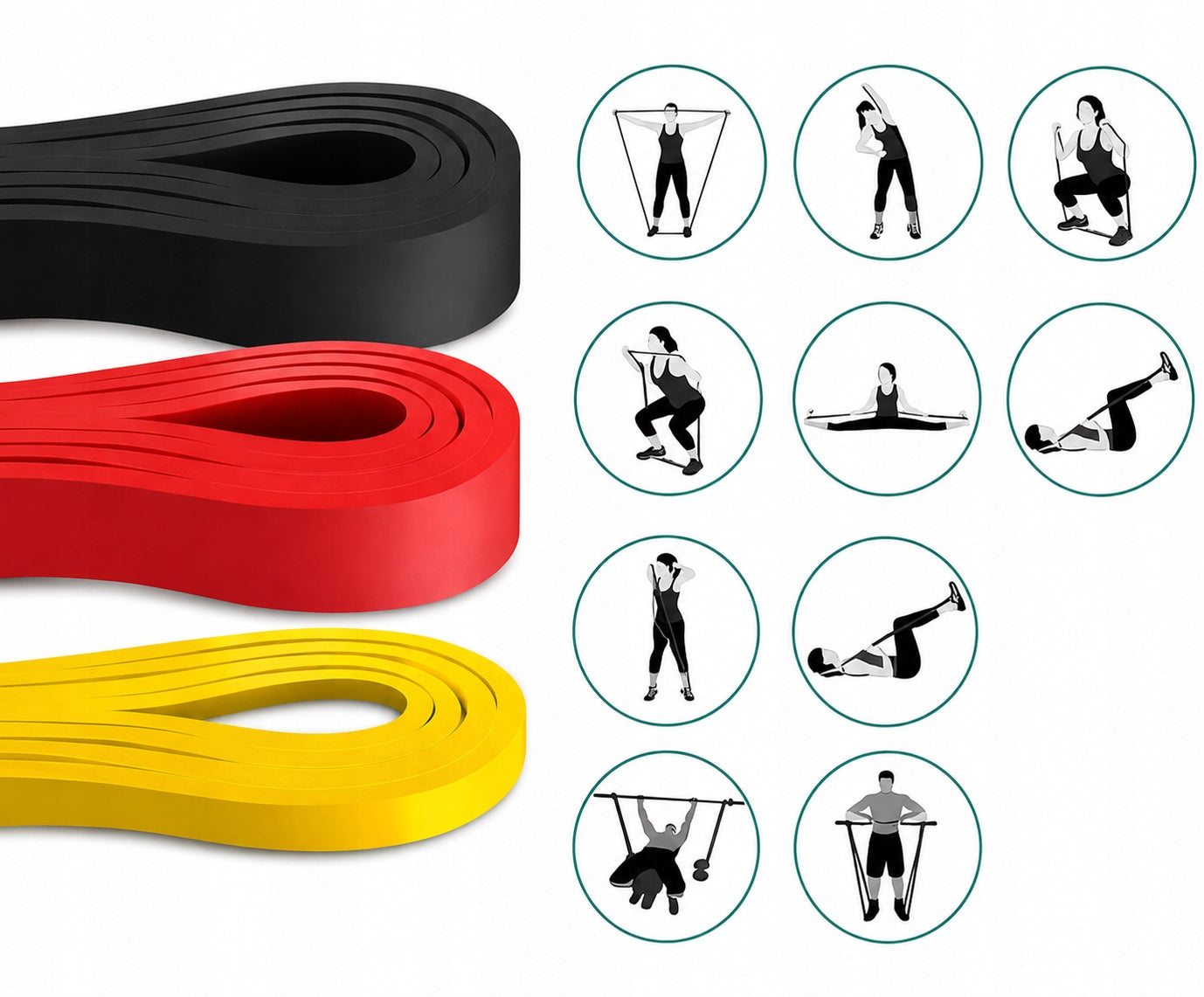 SET OF 3 RUBBER BANDS RESISTANCE BANDS FITNESS TAPE RUBBER STRONG Manufacturer code TRENINGU OPOROWA GIMNASTYCZNA DO ROZCIĄGANIA