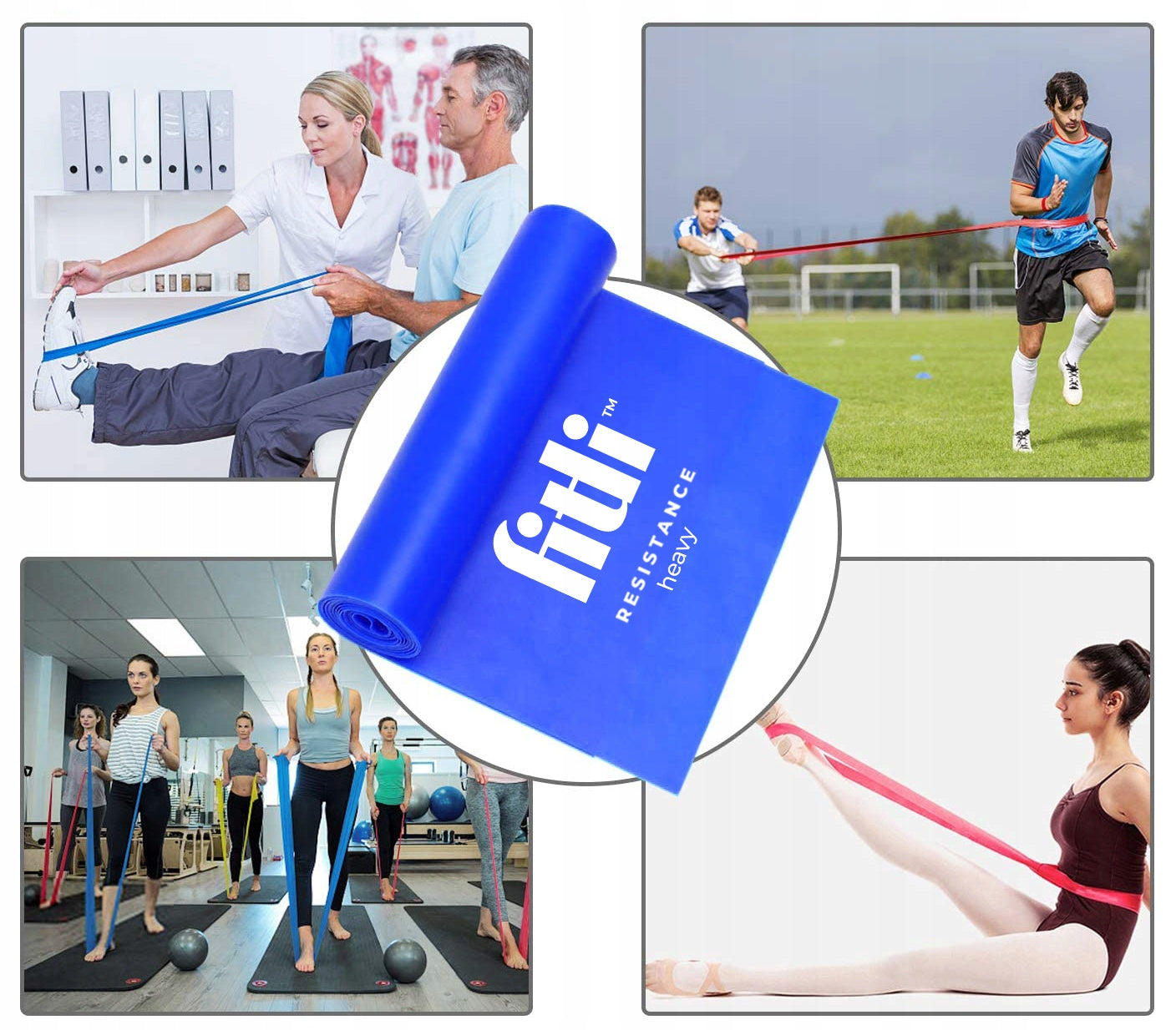 SET OF 3 RUBBER EXERCISE TAPE REHABILITATION FITNESS FLAT BAND 2M Resistance 1–12 kg