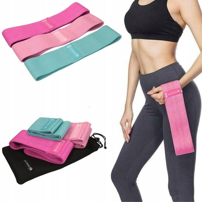 SET OF 3 RUBBER MATERIAL RESISTANCE BANDS FOR HIP BAND EXERCISES SILICONE THREADS Manufacturer code 099