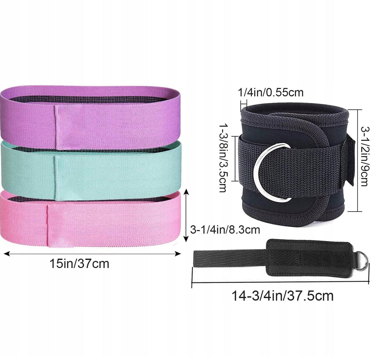 SET OF 3 RUBBER RESISTANCE BANDS FOR EXERCISE YOGA FITNESS TRAINING 3 LEVELS Manufacturer code 8457635356