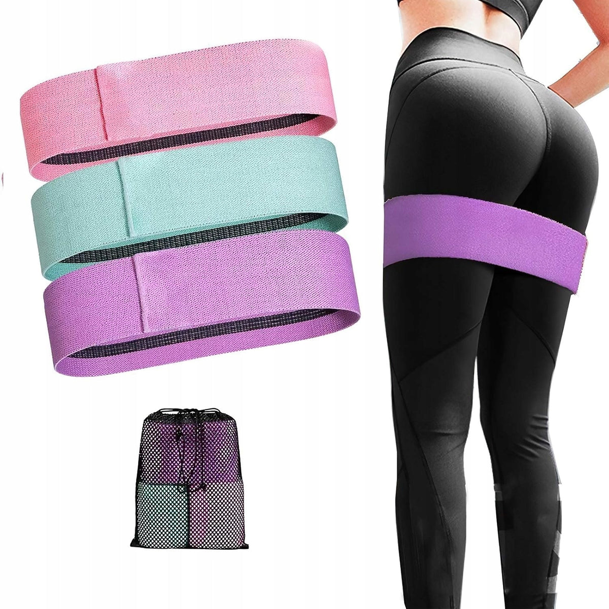 SET OF 3 RUBBER RESISTANCE BANDS FOR EXERCISE YOGA FITNESS TRAINING 3 LEVELS