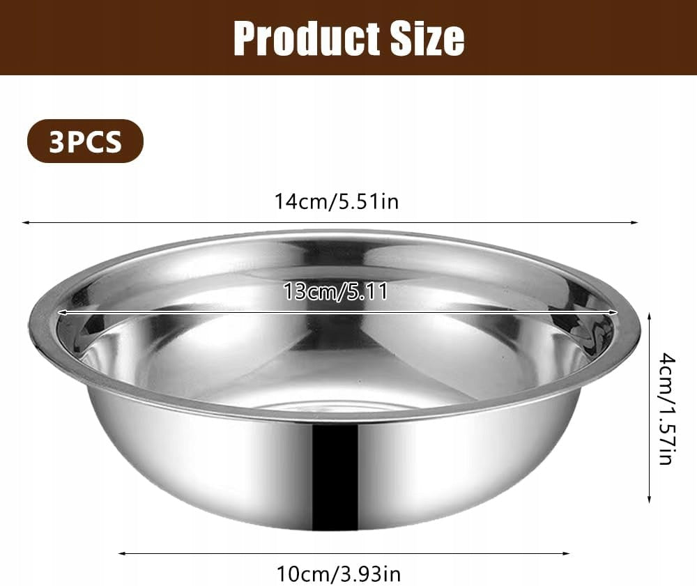 SET OF 3 STAINLESS STEEL DOG CAT BOWLS FLAT Kind automatic feeder