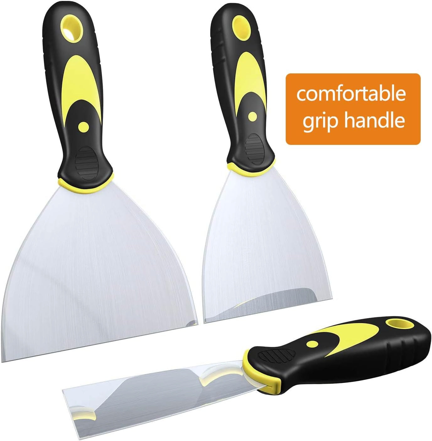 SET OF 3 STAINLESS STEEL SCRAPERS PLASTIC HANDLE Manufacturer code 0074101701616