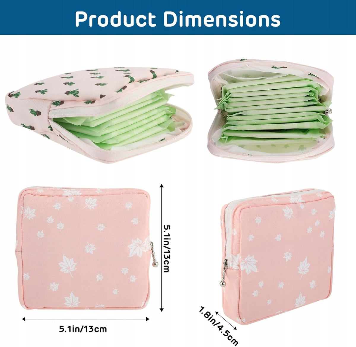 SET OF 3 TAMPON BAGS SANITARY NAPKINS MENSTRUAL ORGANIZER Color transparent