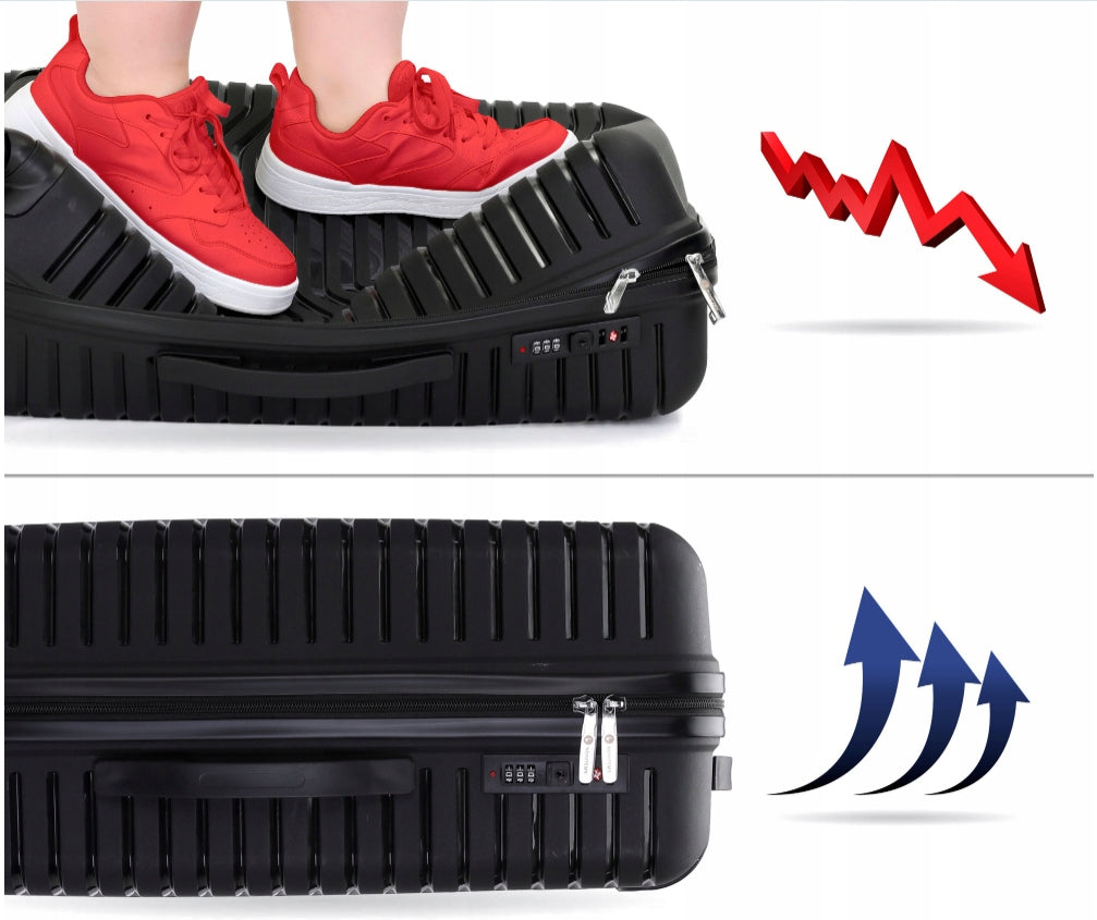 SET OF 3 TRAVEL SUITCASES PP LARGE MEDIUM CABIN LIGHT 4 WHEELS 360° Model Palazzo