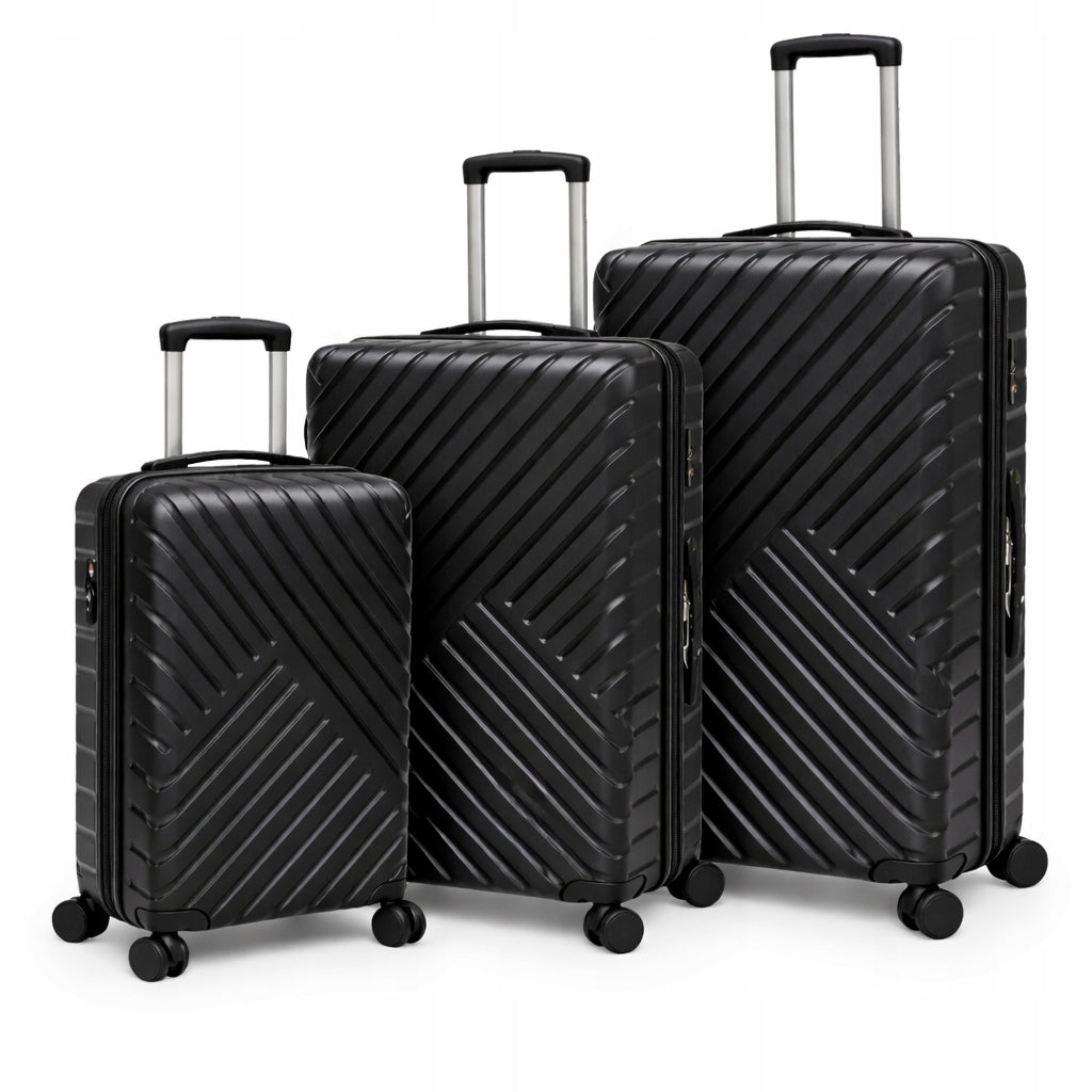 SET OF 3 TRAVEL SUITCASES PP LARGE MEDIUM CABIN LIGHT 4 WHEELS 360° Packaging status original