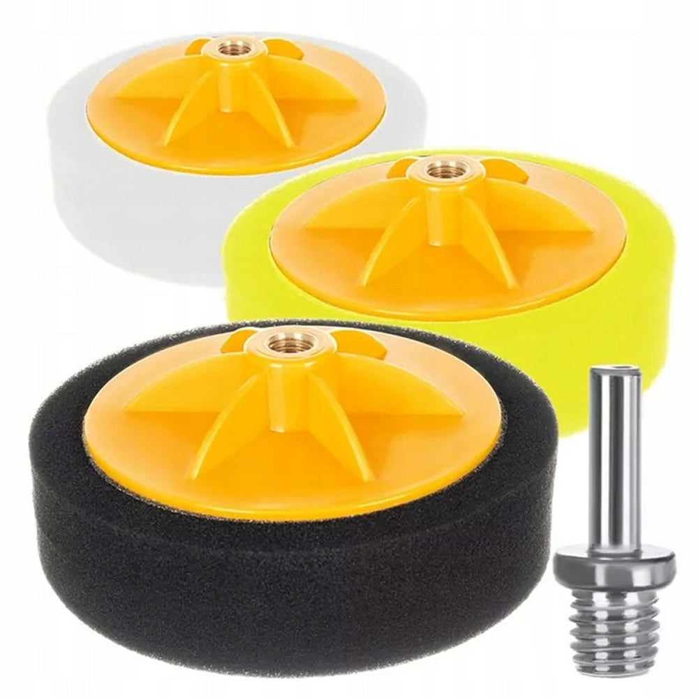 SET OF 3 X FUR + 3 X SPONGE POLISHING PADS 150 MM VELCRO SCREWDRIVER Packaging status original