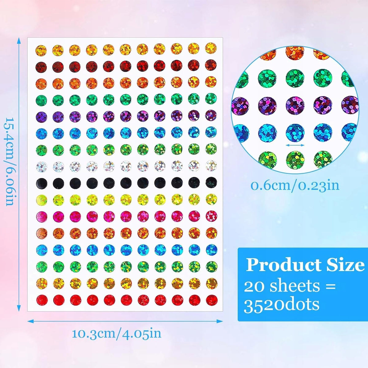 SET OF 3520X COLORFUL DOT STICKERS LASER LABELS Manufacturer code ZESTAW 3520X KOLOROWE NAKLEJKI W KROPKI