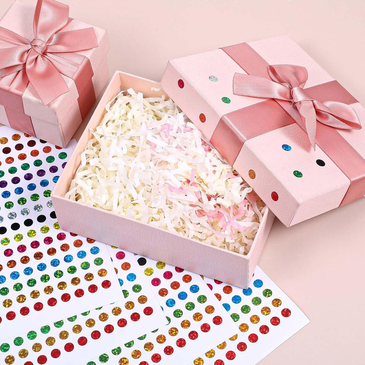 SET OF 3520X COLORFUL DOT STICKERS LASER LABELS Packaging status original