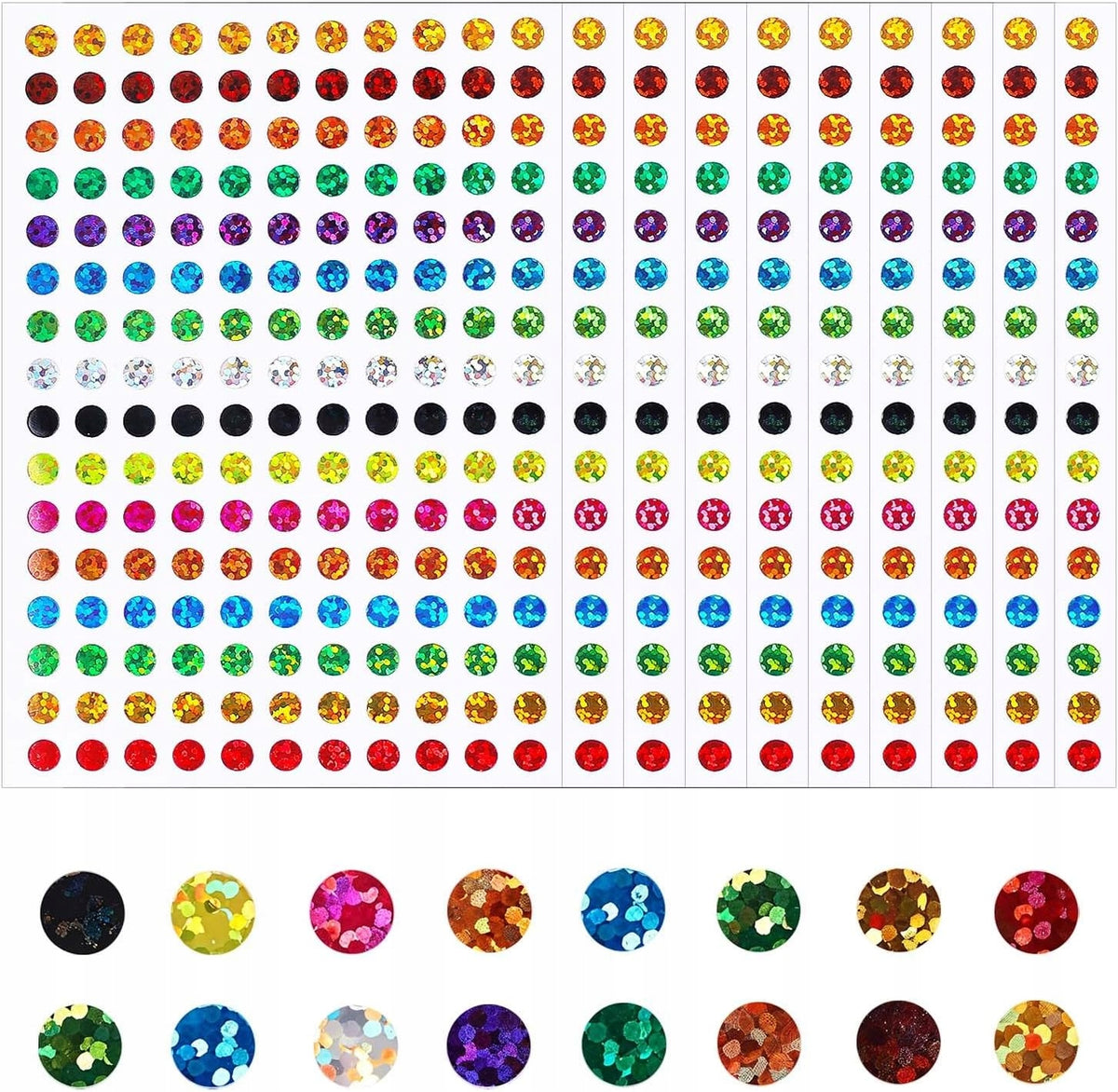 SET OF 3520X COLORFUL DOT STICKERS LASER LABELS