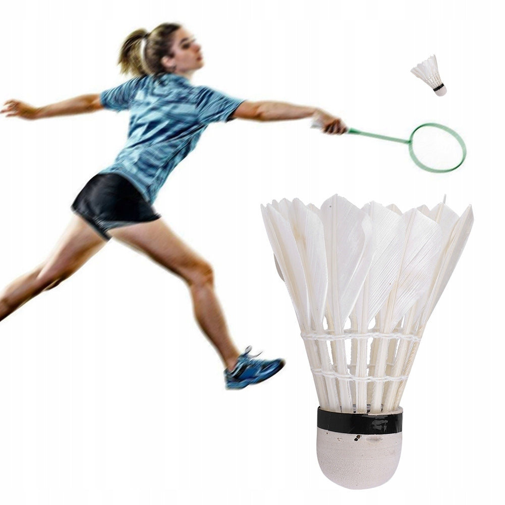 SET OF 3X BADMINTON SHUTTLECOCKS WITH FEATHERS Color white
